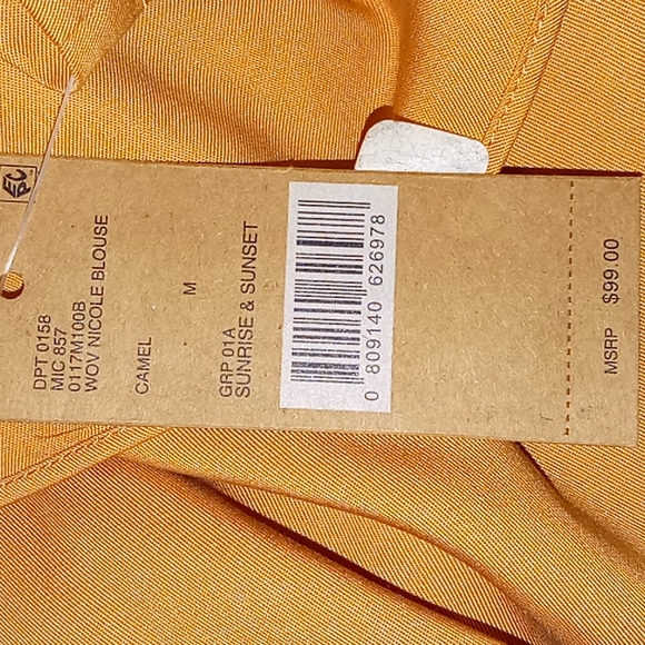 NWT M Women's Cremieux 100% Lyocell Tencel Nicole Blouse Camel - Picture 5 of 5